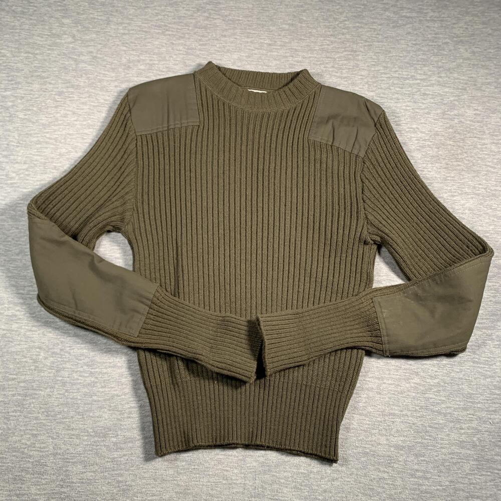 DSCP Valor Collection Sweater Mens 40 Olive Green Wool Military Pullover Patch